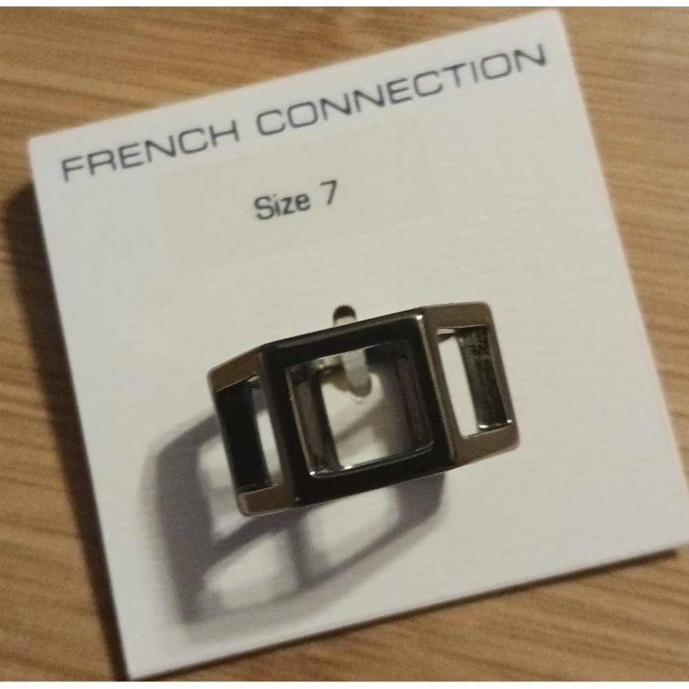 NEW French Connection Pewter Half Cage Ring, Size 7